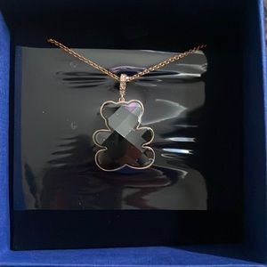 Swarovski Black Crystal Bear Pendant Necklace